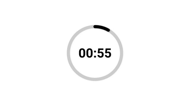 Circle countdown timer one minute animation from 60 to 0 countdown, Countdown video 