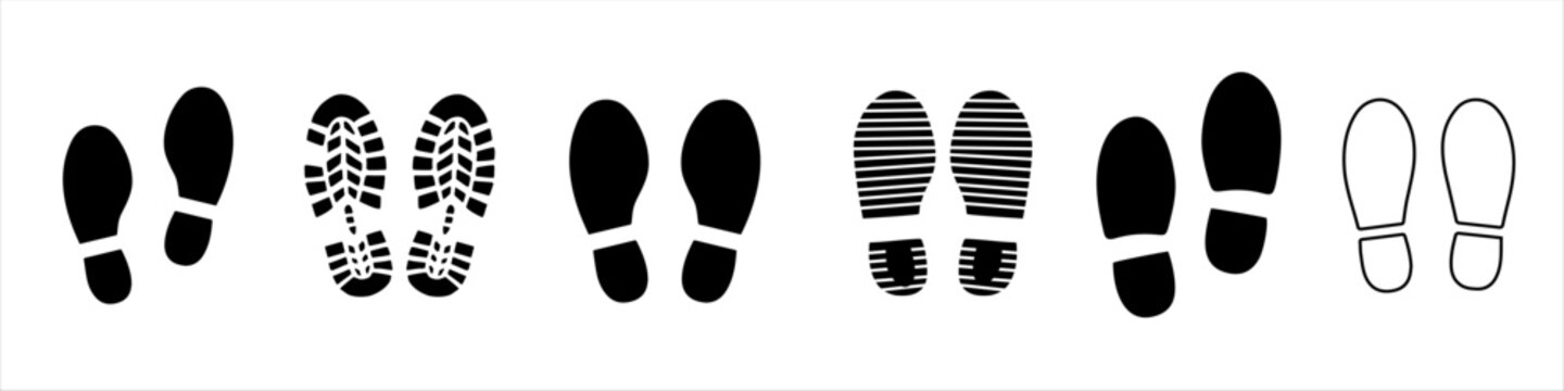 Footprint icon vector illustration, Trail shoes on white background.