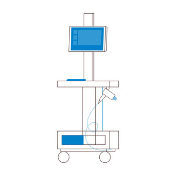 Dermatoscopy. Skin Cancer Screening. Medical Equipment. Black and White Modern Flat Vector Illustration.