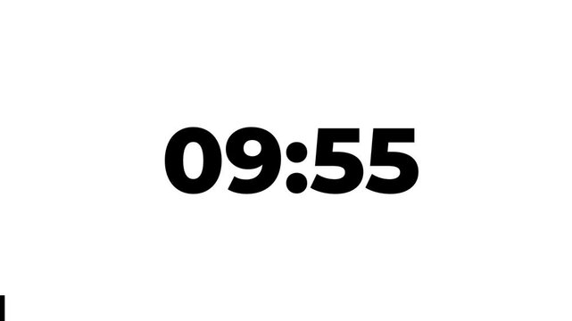 10 Minutes Countdown Timer, Black Numbers on a white Background	
