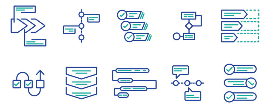 workflow progress roadmap icon set business performance infographic project timeline chart vector illustration	