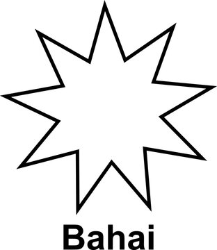 Baha'i six pointed star. Symbol unity and harmony between different religions and cultures. Reflects belief that all major world religions have common roots.