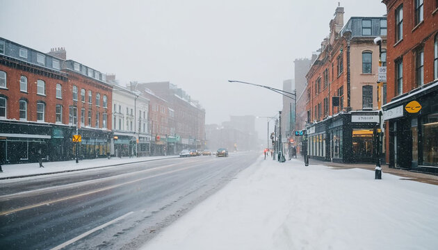 Snow on city road beautiful view background