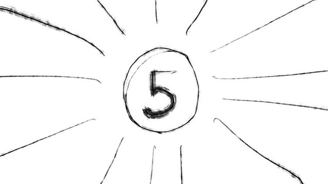 countdown timer doodle hand drawn sketch on white background animation video