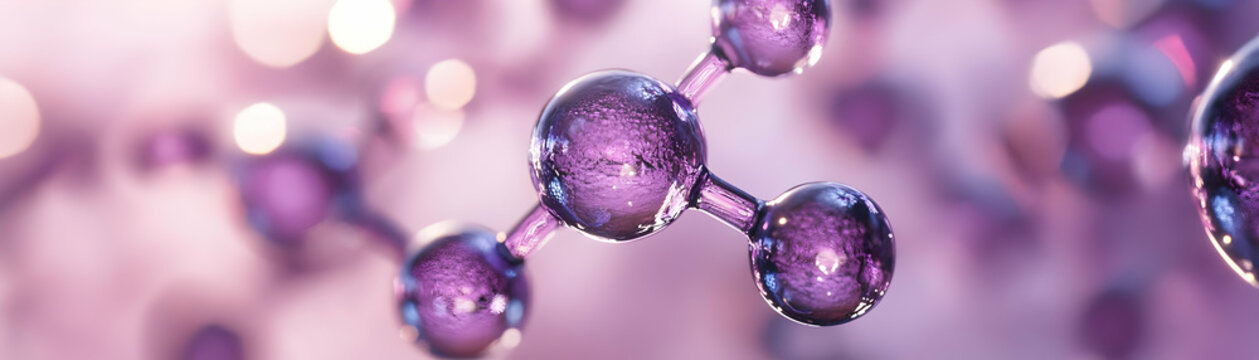 Abstract Background with 3D Purple Molecules