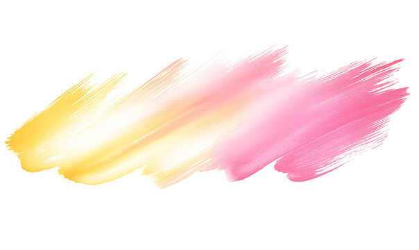 Vibrant Pink and Yellow Watercolor Brush Stroke Design for Creative Projects on white and transparent background. PNG