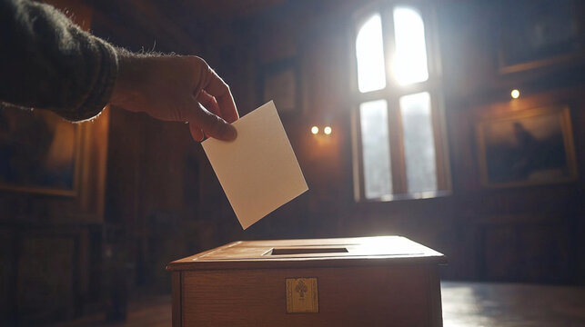 On election day, voters exercise their right to choose their leaders by casting ballots into wooden boxes