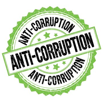 ANTI-CORRUPTION text on green-black round stamp sign