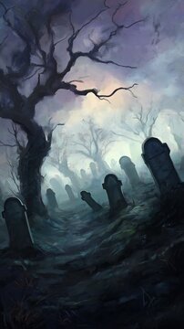 graveyard tree background grey robes bright lighting walks down hallway digital coffin comics gravestones murky shrouded harrowing