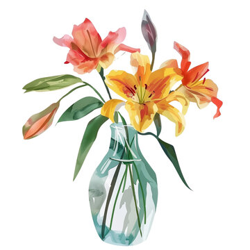 Beautiful Orange Lily Arrangement on transparent background