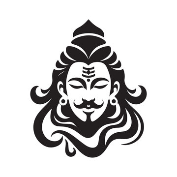 Lord Mahadev head silhouette vector art illustration