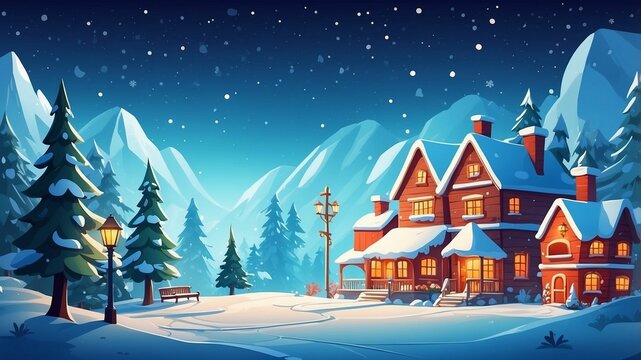 winter landscape with house background clipart art