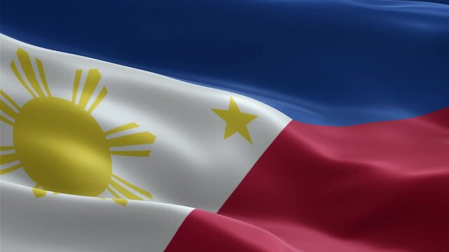 Philippines Flag. National 3d Philippines flag waving. Flag of the Philippines footage video waving in wind