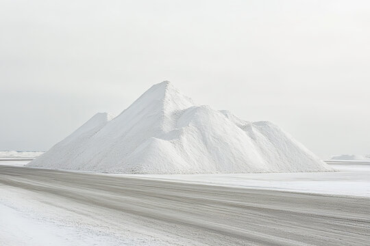 Essential Road Salt Depot with Large Piles and Minimalist Design  