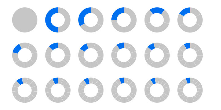 Circular chart for infographic. Wheel division into fractions, circular shape sectors. Vector round split shape