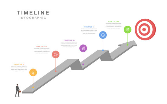 Business road map timeline infographic concept. with icons and 5 options, workflow layout, diagram, report, web design. Creative, vector, illustration.