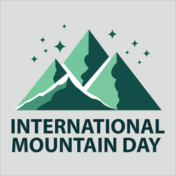 Mountain day - hand-written text, words, typography, calligraphy, hand-lettering. Vector concept morden illustration on mountain day in one color, for label, emblem, logo, banner, flyer, greeting card