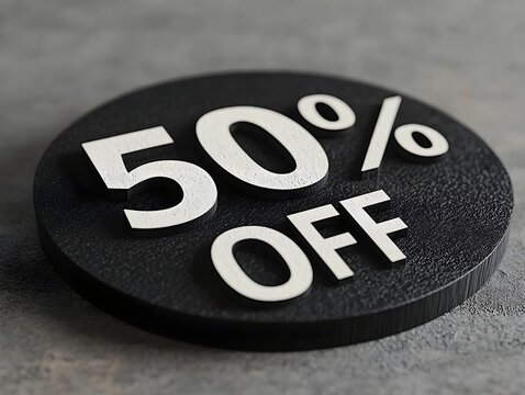  Discount label 50 percent off  for discount promotions