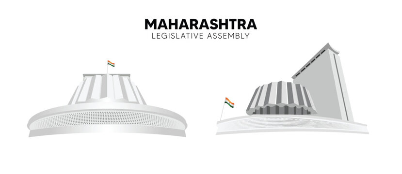 Set of Maharashtra Legislative Assembly vector on white isolated