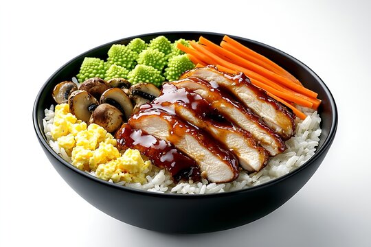 Savory Teriyaki Chicken Bowl with Vibrant Carrots and Nutrient-Rich Ingredients : Generative AI