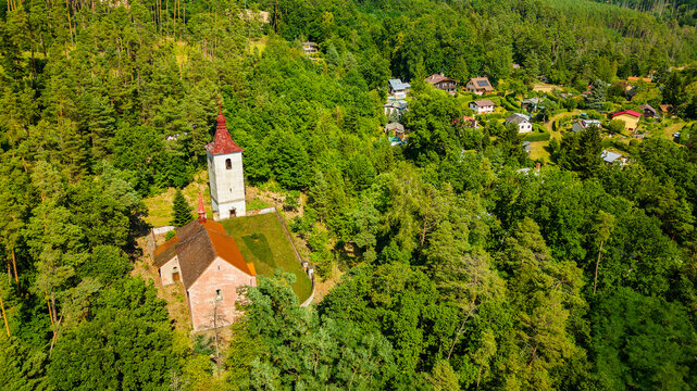 The Church of St. Bartholomew is originally a Romanesque single-nave church. It is located near the cottage settlement Červená II. on the banks of the Vltava River. 
