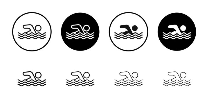 Swimmer icon Black and white outline vector