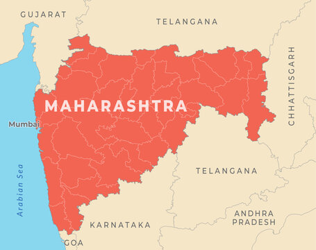 Maharashtra district map with neighbour state