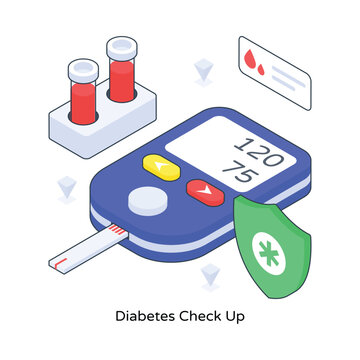 Diabetes Check Up isometric Colored illustration. EPS File stock illustration