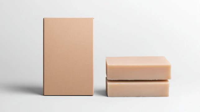 Soap bar packaging box mockup halfside view isolated on a white background