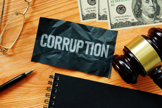 Anti corruption is shown as business and legal concept