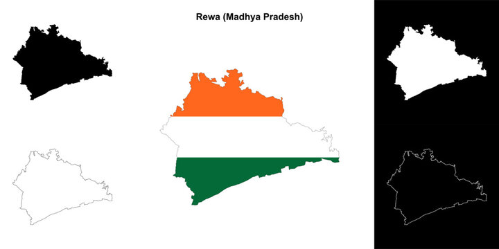 Rewa district (Madhya Pradesh) outline map set