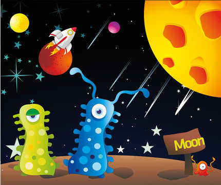 extraterrestres en la luna en vector