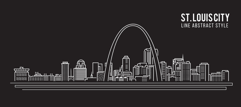 Cityscape Building Line art Vector Illustration design - st. louis city