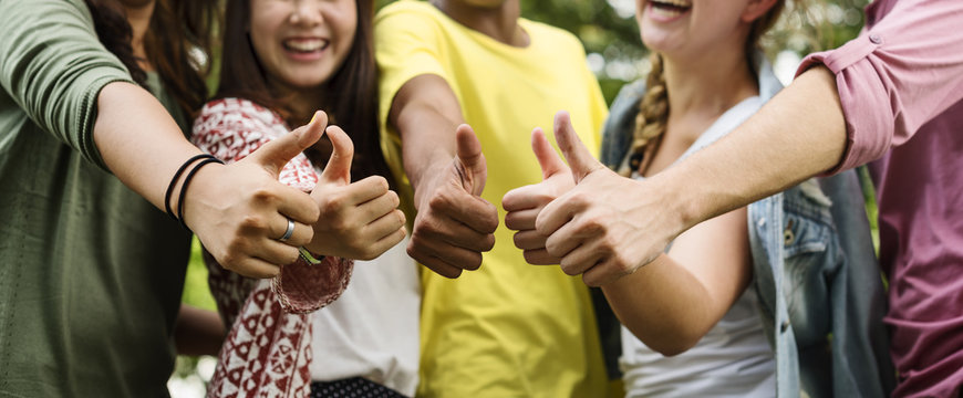 Diverse Group Young People Thumb Up Concept