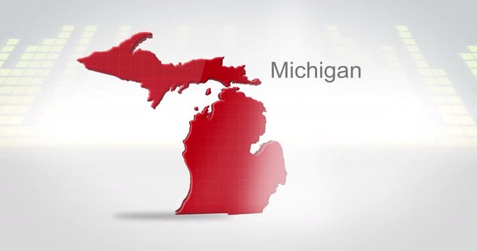 Motion Graphics 3D animation of the american state of Michigan