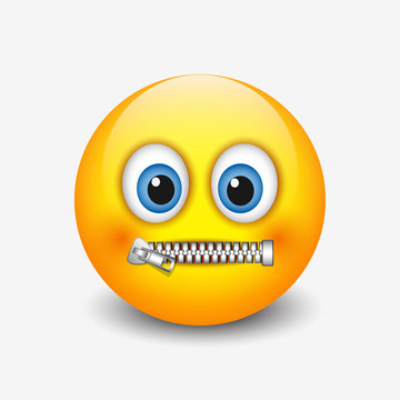 Zipped mouth smiley, emoticon, emoji