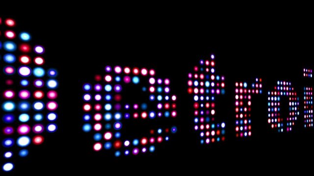 Detroit colorful led text over black