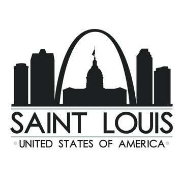 Saint Louis Missouri Skyline. Silhouette Design City Vector Art. Landmark Illustration Logo.