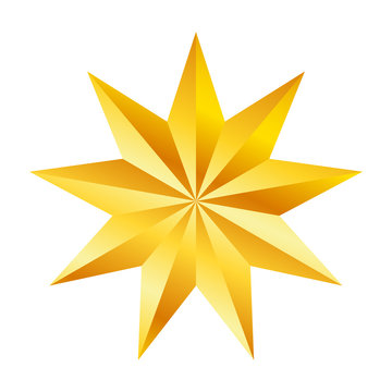 Golden nine pointed star, great design for any purposes. Realistic vector effect. Abstract vector illustration. Celebration concept. Luxury template design. Bright shiny illustration.