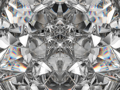 Gemstone or diamond texture closeup and kaleidoscope