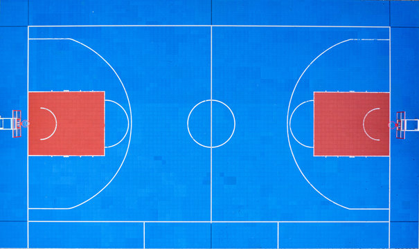 view on basketball court from drone