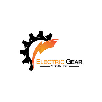 Electric gear vector logo template illustration. Suitable for business, technology and web. also, for energy and thunder symbol