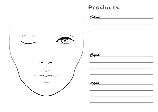 Face chart for make up artists