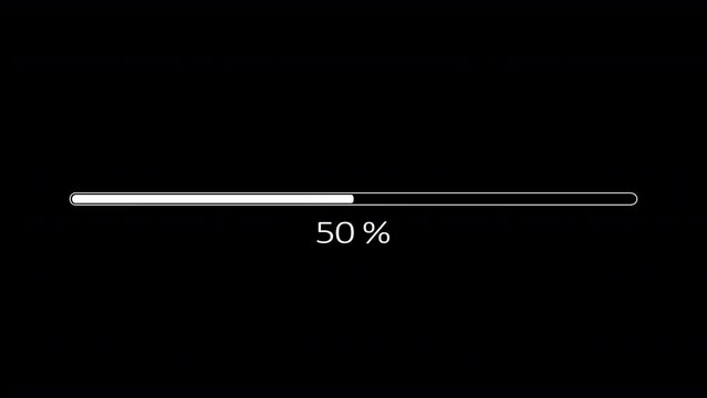 Progress bar indicator from 0 to 100 increasing percentage.