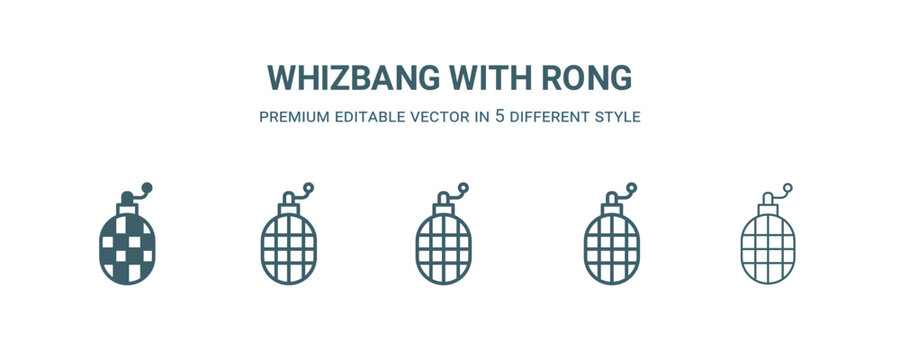 whizbang with rong icon in 5 different style. Outline, filled, two color, thin whizbang with rong icon isolated on white background. Editable vector can be used web and mobile