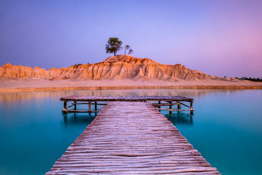 blue lake at bintan desert