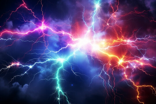 lightning strike colored 3d rendering element