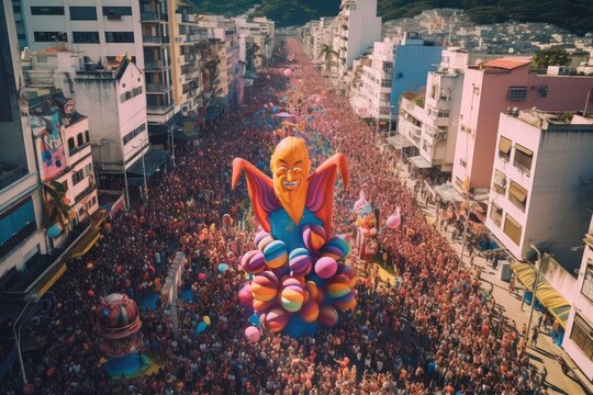 Carnival parade on the street in Rio de Janeiro ,Brazilian Carnival ,Generative AI