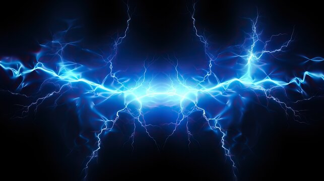 Abstract blue lightning on dark background