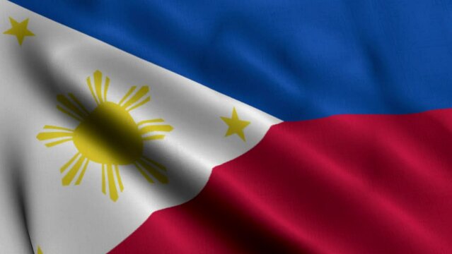 Philippines Flag. Waving  Fabric Satin Texture Flag of Philippines 3D illustration. Real Texture Flag of the Republic of the Philippines 4K